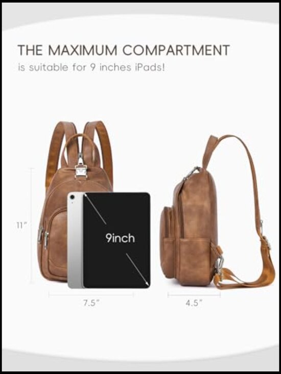 Leather Convertible Sling Backpack Purse Crossbody Bag Travel Chic Minimal main image 6